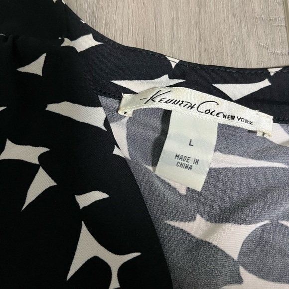 KENNETH Cole Size Large Sleeveless Dress Black White Geometric Design Long Dress - Picture 2 of 6